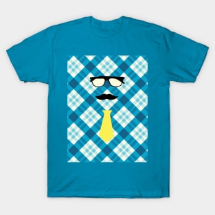 Checkered Father glasses mustache and tie T-Shirt